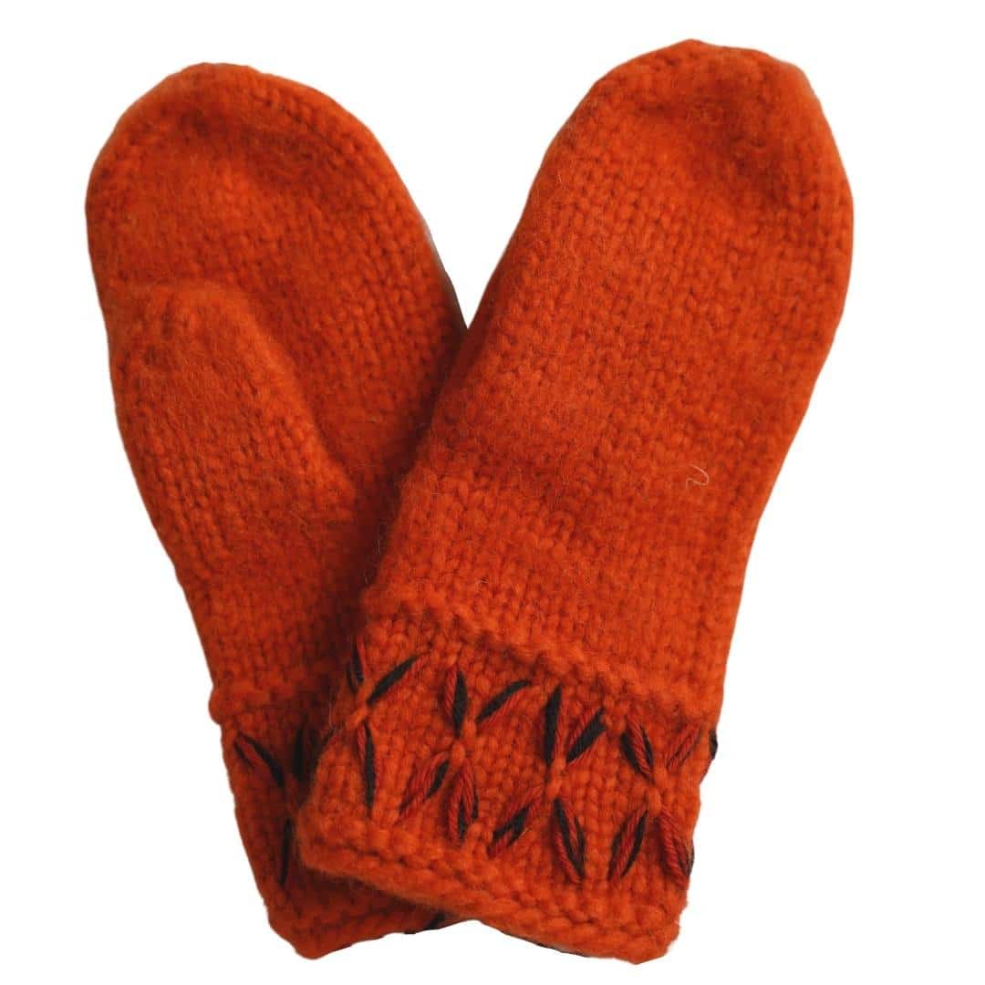 Fäustlinge Wolle Handschuhe Orange