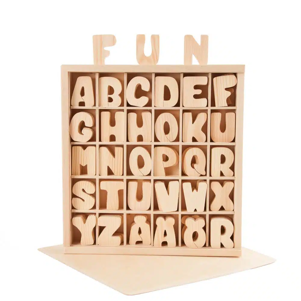 Buchstaben Holz Kiste Bio spielzeug kinderzimmer