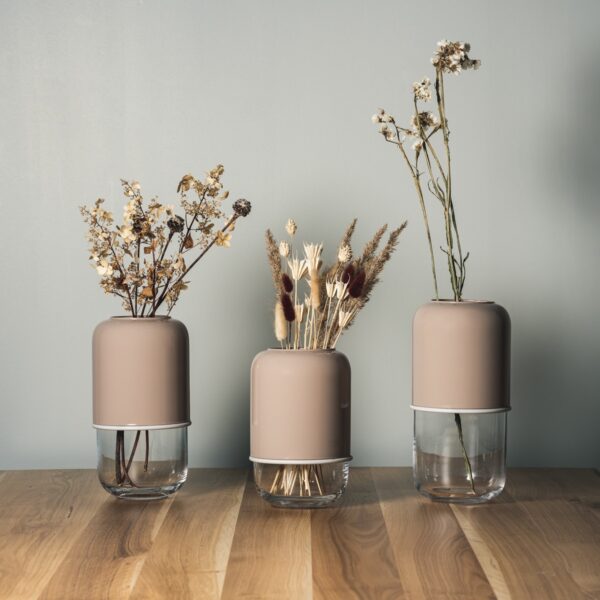 Beige Vase Blumenvase Glasvase verstellbar capsule muurla