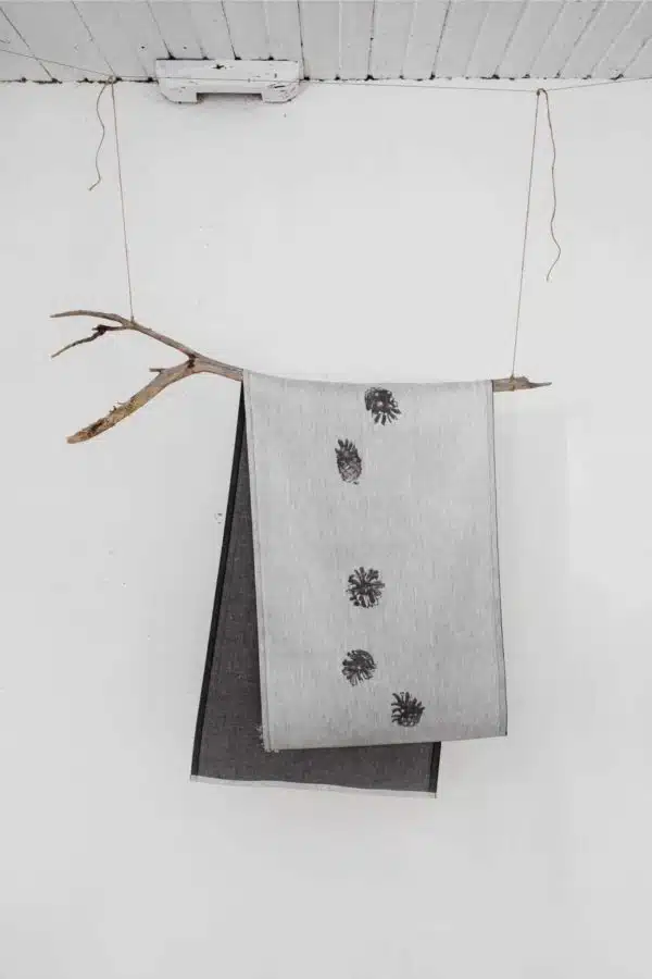 Tischläufer Leinen Baumwolle grau schwarz Natur