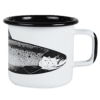 Emaille Becher Tasse Geschirr Weiß Fisch Muurla