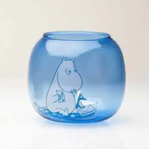 Teelichthalter blau Mumintroll Glas