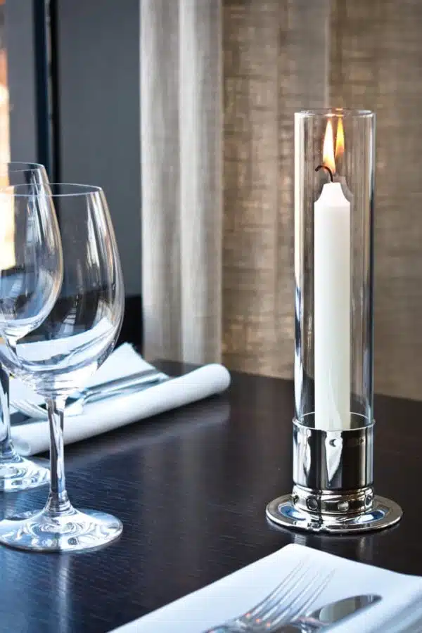 Kerzenständer windlicht metall glass silber