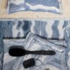 Saunatuch Sitztuch Textilien Saunagang Gewoben Leinen Baumwolle blau weiß