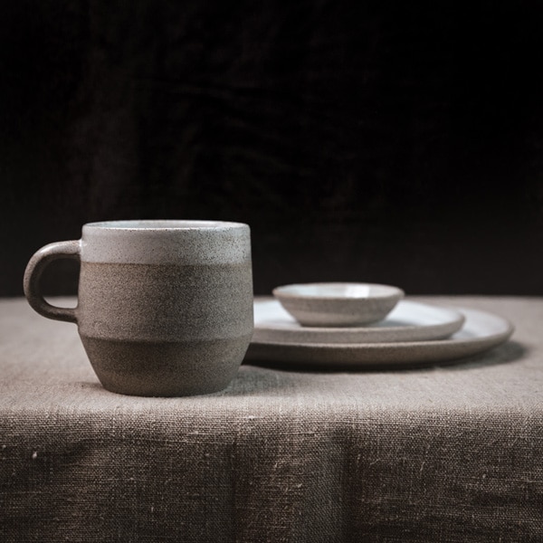 Nordische braun weiß Teller Tasse handgemacht Keramik