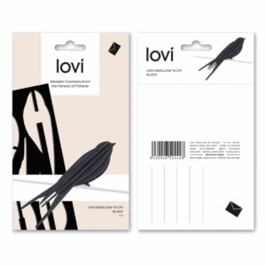 Schwalbe Vogel schwarz Holzfigur Lovi Postkarte Dekoration