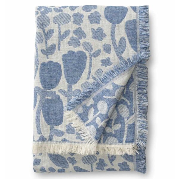 Baumwolle Blau Blumenmotiv Blumenmuster Decke Decke aus Wolle Design Designer Decke