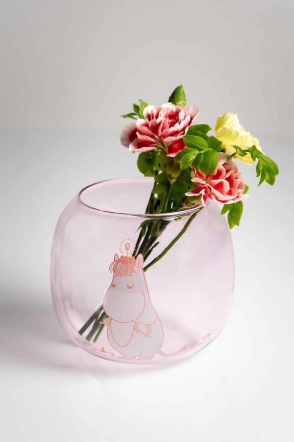 rosa glas teelichthalter mumin