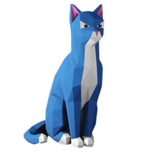 Katze deko blau papier papercraft 3d