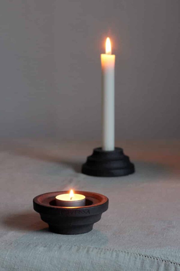 Kerzenständer schwarz Porzellan handgemacht Keramik Finnland