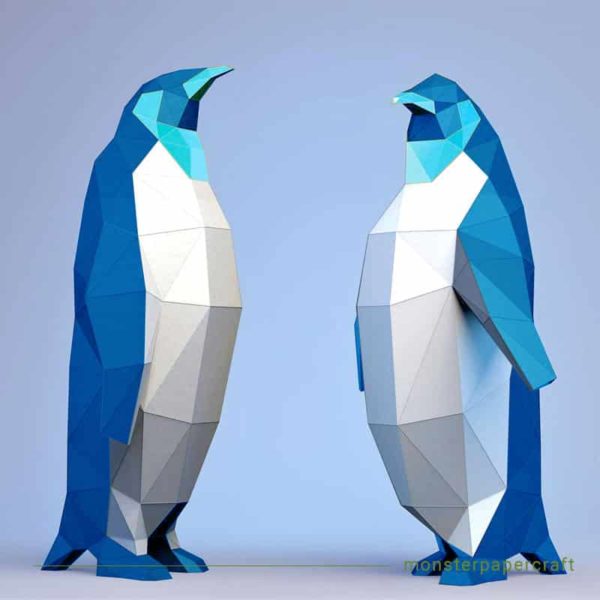 pinguin blau papier deko papercraft