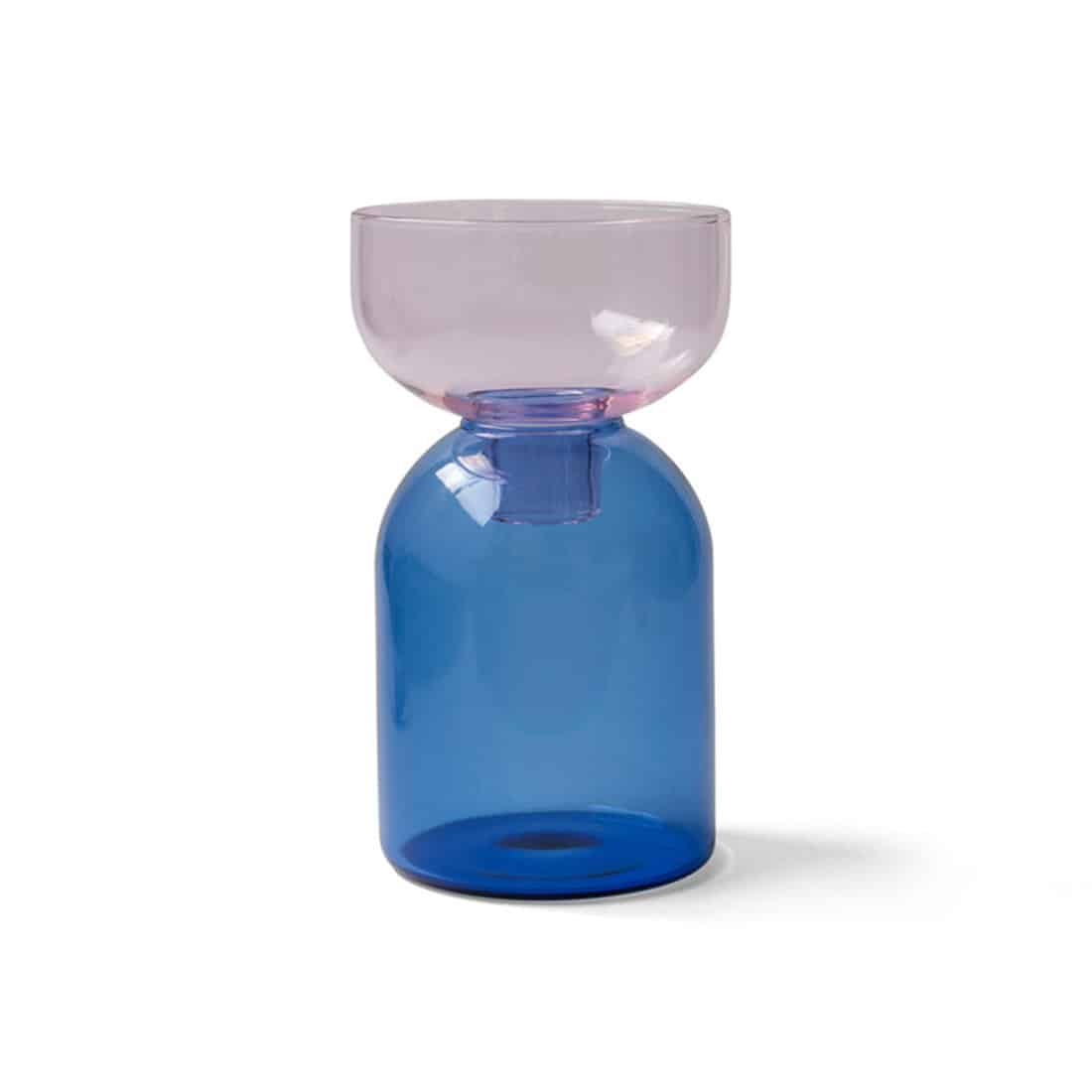 Glas Vase Blau rosa japan design blumen