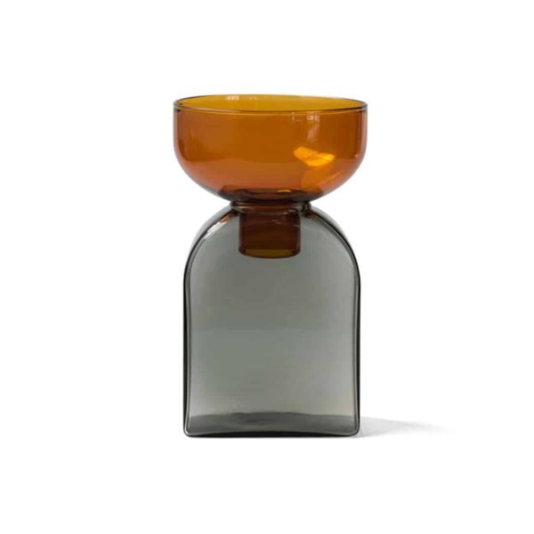 Vase Glas Blumenvase Glasvase orange grau