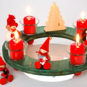 Kerzenhalter Adventskranz Holz Grün Weihnachtskranz Kerzen Skandinavisch