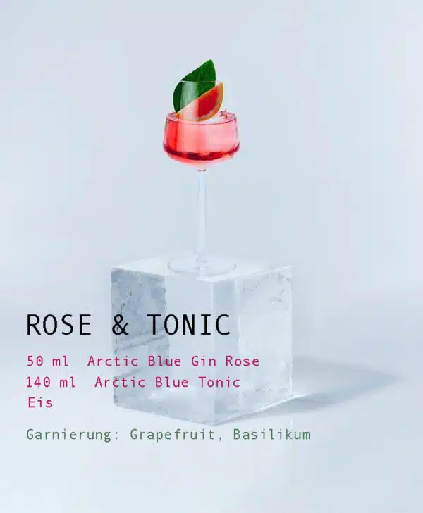 arctic blue gin rose tonic water geschmack pink