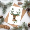 postkarte hirsch rentier reh weihnachtskarte