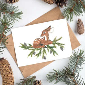 reh bambi weihnachtskarte postkarte hirsch