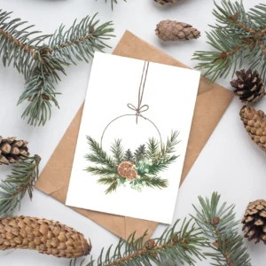 weihnachtskarte schön tannenbaum weihnachtskranz
