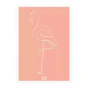 Poster xxl kunstdruck rosa flamingo linien