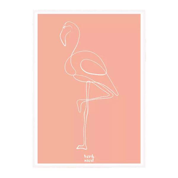 Poster xxl kunstdruck rosa flamingo linien
