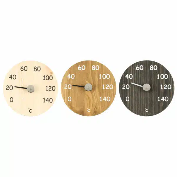 sauna thermometer holz braun weiß temperatur kiefernholz