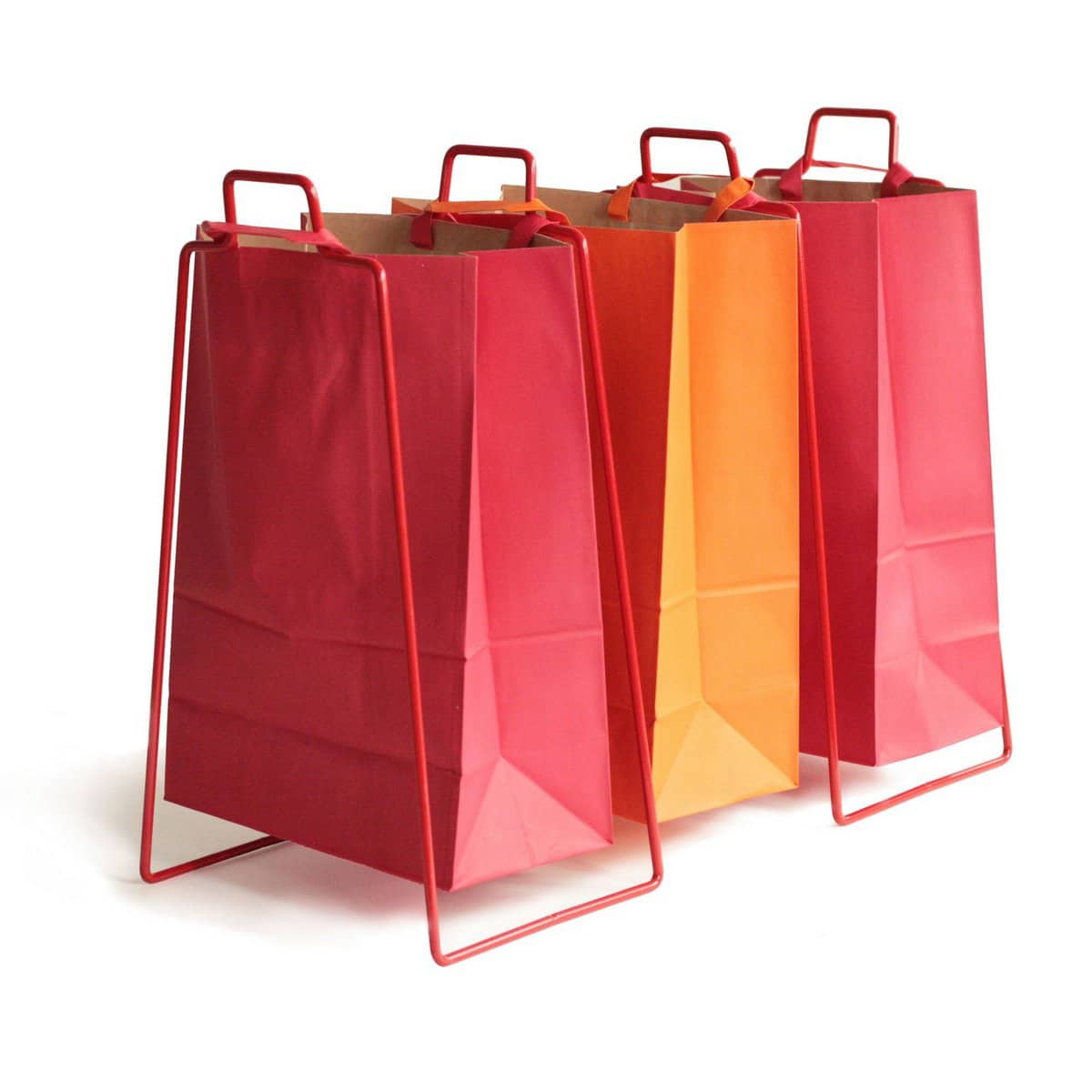 Muellsackstaender Helsinki Jutesack Aufbewahrung Recycling Muelltrennung Metall rot everyday design lösungen