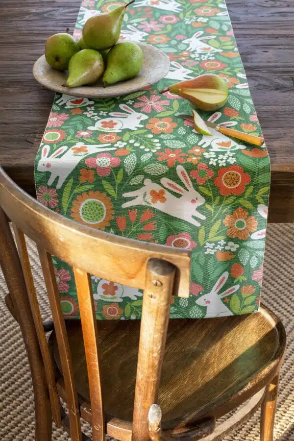 Tischläufer Ostern Hasen Grün Baumwolle Ekelund süß hochwertig osterhase tisch deko
