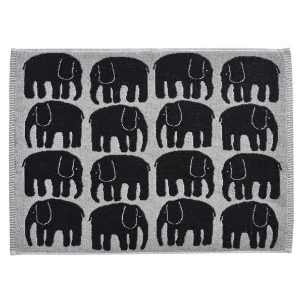 Elefant-Gaestehandtuch-Handtuch-klein-Gesichtstuch-Frottee-Handtuecher-Finlayson-Elefantti-design-schwarz-weiss