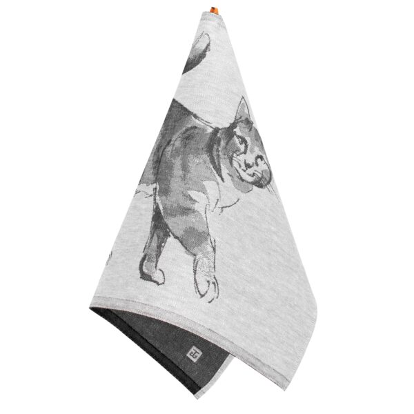 Geschirrtuch Katze gemalt Katzenmotiv grau lapuan kankurit leinen baumwolle