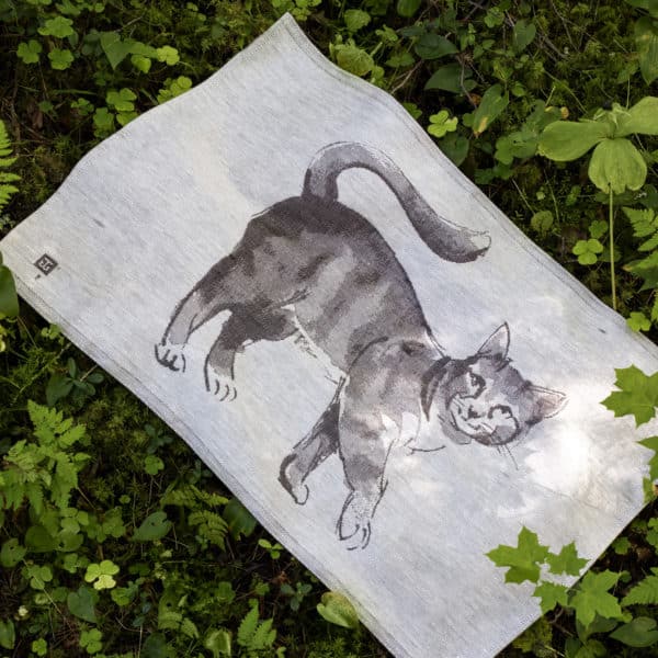 Geschirrtuch Katze gemalt Katzenmotiv grau lapuan kankurit Design