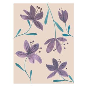 Violetit-Kukat-Lila-Blumen-Wasserfarbe-Kunstdruck-Poster-Blueten-Finnland-violett-Lilien-handgemalt
