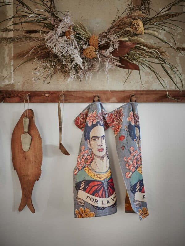 Frida kahlo vida-35x50 blüten Kuechentuch geschirrtuch handtuch gästehandtuch kuenstlerin portrait blumen por la vida Wanddeko