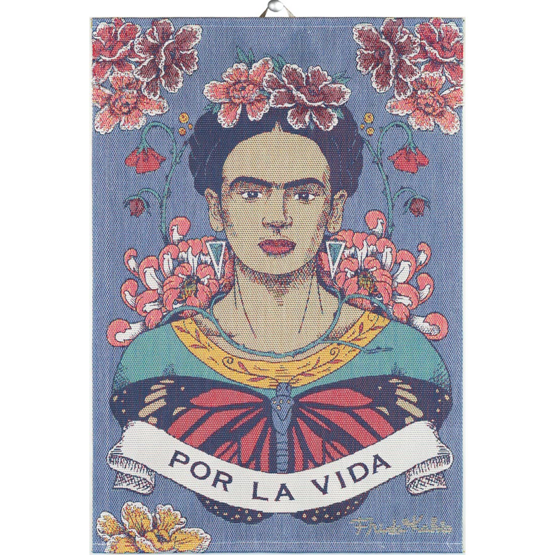 Frida kahlo vida-35x50 blüten Kuechentuch geschirrtuch handtuch gästehandtuch kuenstlerin portrait blumen por la vida