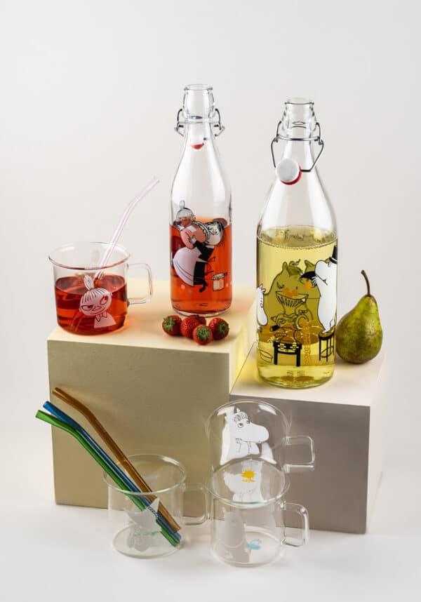 Mumin Glasflasche Trinkflasche Behälter Moomin Design Nachhaltig Muurla