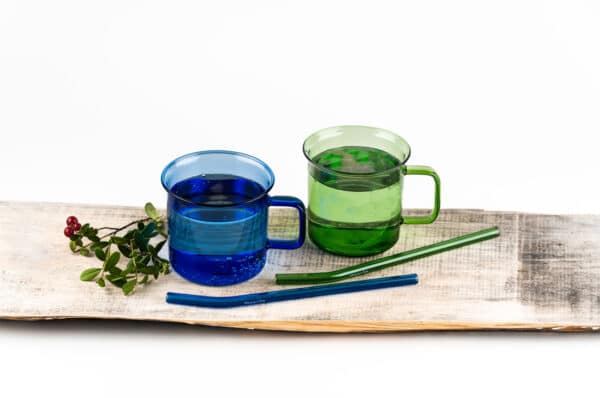 Muurla Glastasse Glasbecher Blau Grün Borosilikatglas